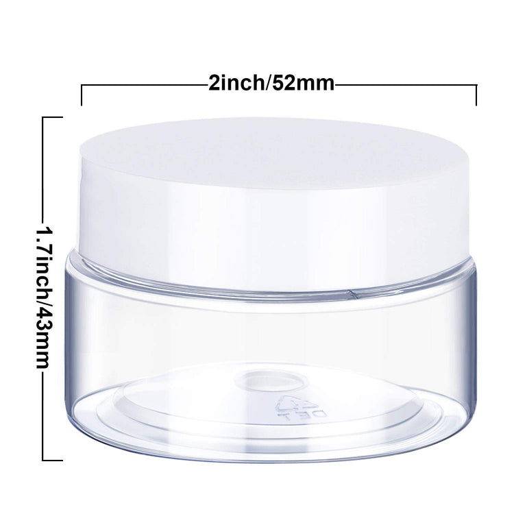 6 Pack 2 oz Plastic Jars Containers with Lids Wide (6 Count)