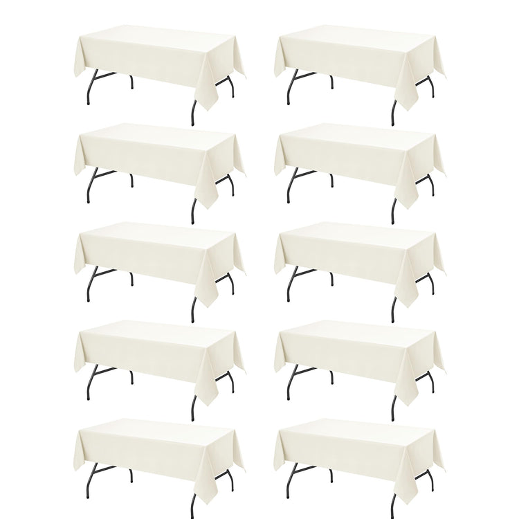10 Pack Ivory Tablecloths for Rectangle Tables (10 Count)