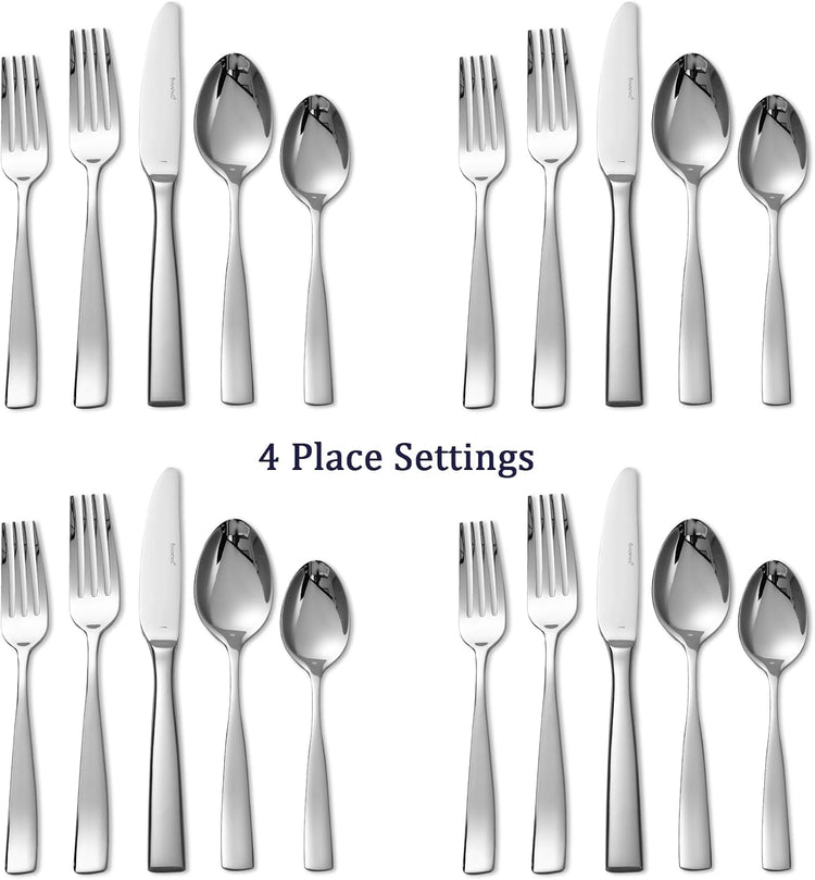Silverware Set for 4, Barenthal 20 Piece Luxury Heavy Duty Silverware Flatware Set, Mirror Finish, Dishwasher Safe, Premium 18/10 Stainless Steel Cutlery Set for Home, Kitchen, Wedding, Party, Gift