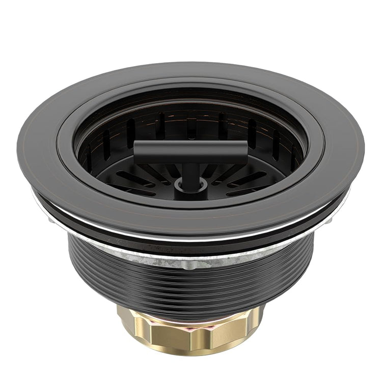 3-1/2 Inch Bronze Kitchen Sink Drain Assembly Kit - Oil Rubbed Bronze Stainless Steel with Strainer Basket/Drain Stopper