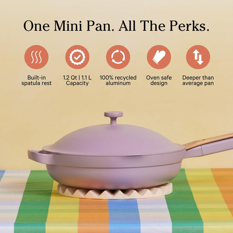 Our Place Mini Always Pan 2.0-8.5” (1.2 Qt) Nonstick, Toxin-Free Ceramic Cookware | Patented 10-in-1 Aluminum Frying & Sauté Pan | Safe for Oven, Induction & All Cooktops up to 450°F | Lavender - Nestoria