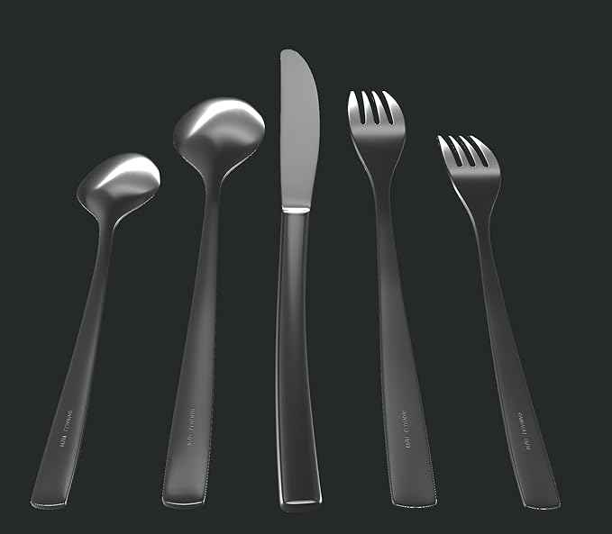 Modern Sleek Silverware Set - 18/10 Stainless Steel Flatware Set for Elegant Dining - Dishwasher Safe Cutlery Set - Built to Last Commitment (40-Piece)
