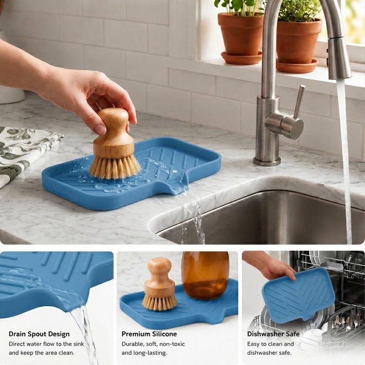 Silicone Soap Dish with Drain Spout