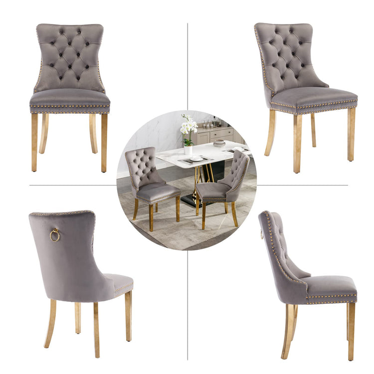 Grey Velvet Dining Chairs Set of 6 (6 Count)
