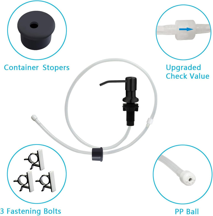 Soap Dispenser for Kitchen Sink, Kichen Sink Soap Dispenser, 47" Extension Tube kit, Under Sink Soap Dispenser Pump, No Need More Refills, Good Suction Power, Black