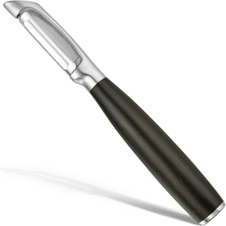 Serrated Blade Premium I Type 304 Stainless Steel Multifunctional Kitchen Peeler Real Wood Handle Ultra Sharp Blade Vegetable Potato Apple(Agarwood)