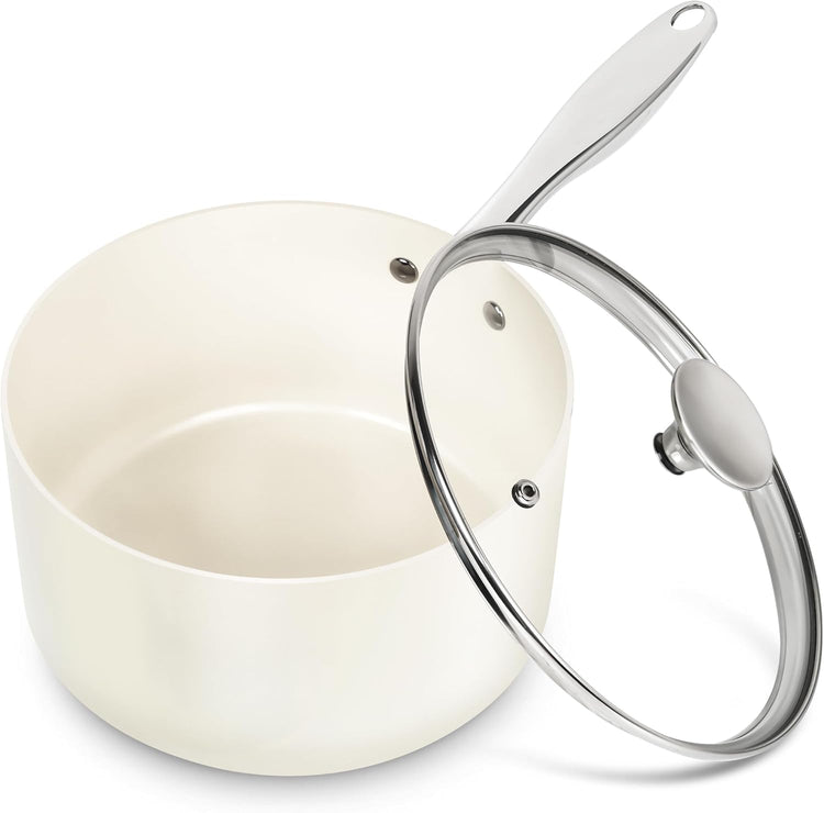 MICHELANGELO 3 Quart Saucepan with Lid, Induction Saucepan with Non-Toxic Ceramic Coating, Nonstick Sauce pan, 3 Qt Sauce pans with Lid, Oven Safe - Nestoria