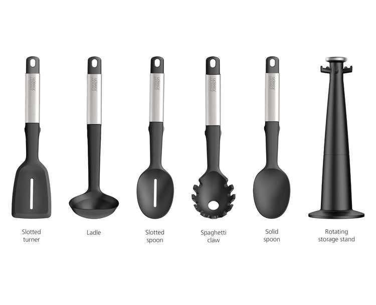 Elevate 5 piece Silicone Kitchen Utensils Carousel (Utensils Set)