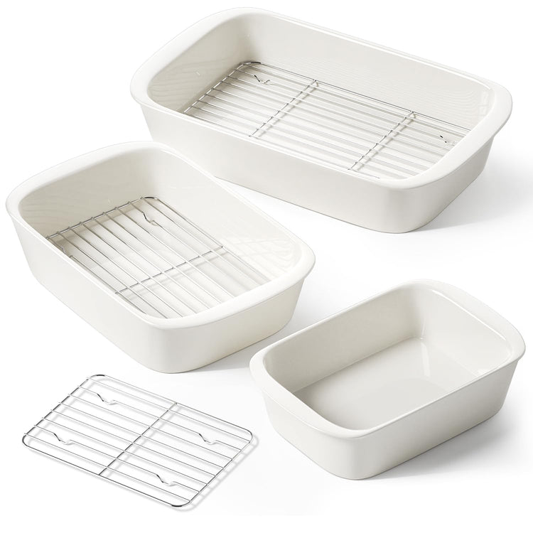 Ceramic Casserole Dishes for Oven with 304 Racks (3 Count)