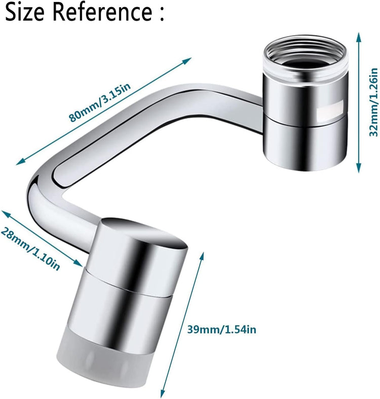 1080° Rotating Faucet Extender Aerator,Solid Brass Universal Splash Filter Faucet,1080 Big Angle Swivel Faucet Aerator Sink Attachment,Dual-Function 2-Flow Sprayer