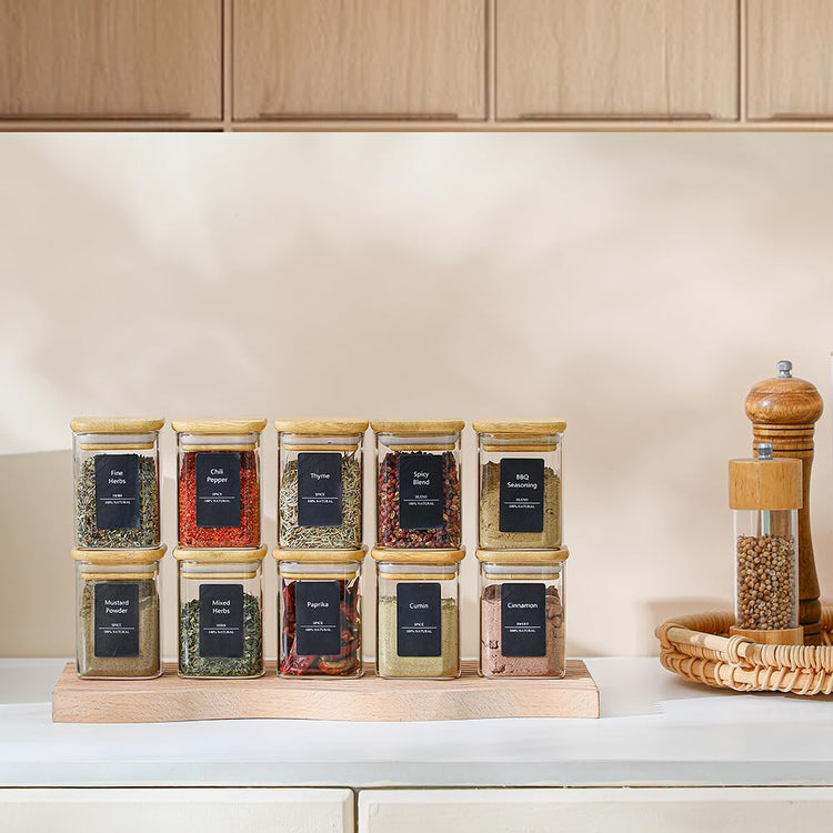 Kitchen Glass Spice Jars 10 Pcs 7 Oz with 275 Labels (10 Count)
