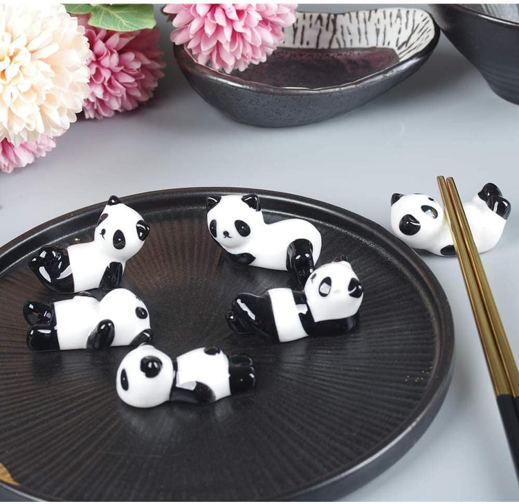 YEYILILINHONG 6PCS Cute Ceramic Panda Chopsticks Rest Rack Stand Holder for Chopsticks, Ceramic Ware Chopsticks Stand Rest Rack,Gift for Boys Girls Kids