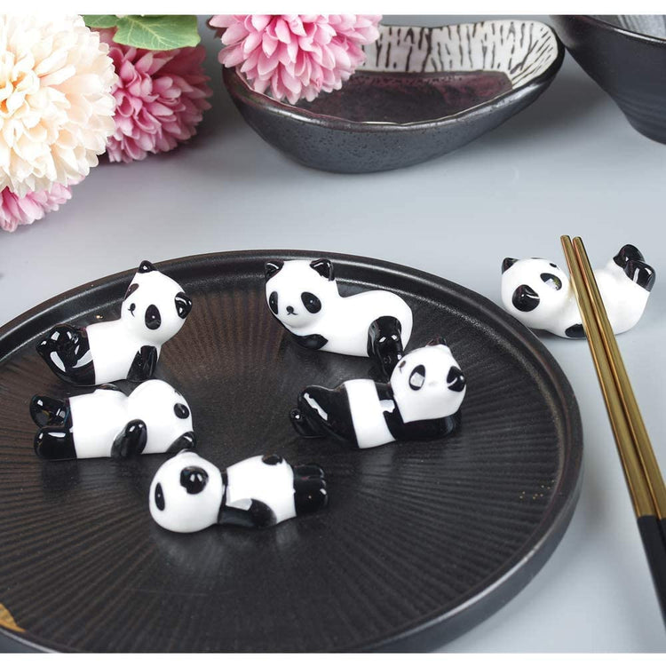 YEYILILINHONG 6PCS Cute Ceramic Panda Chopsticks Rest Rack Stand Holder for Chopsticks (6 Count)