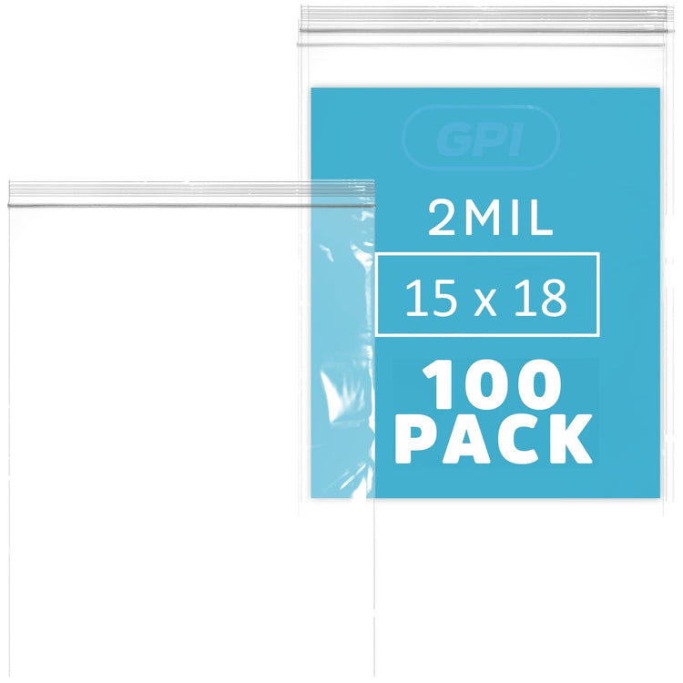 GPI 15" x 18" large Zip Bags (100 Count)