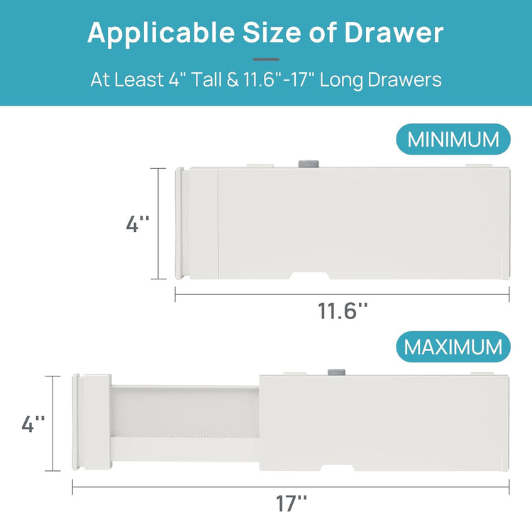 Vtopmart 16 Pack Drawer Dividers for Clothes, 4" High 11.6"-17" Adjustable Expandable Dresser Drawer Organizer, Plastic Drawers Separator for Dresser, Baby Clothes, Underwear, Kitchen & Office Storage