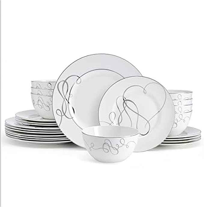 Mikasa Love Story Platinum Banded 24 Piece Dinnerware Set, Service for 8