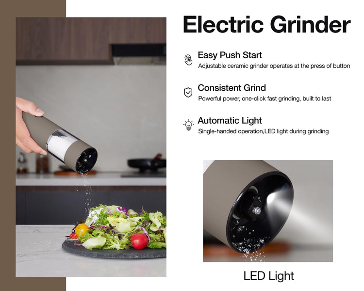 Stainless Steel Rechargeable Electric Salt and Pepper Grinder Set