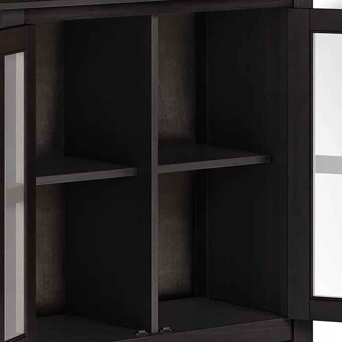SIMPLIHOME Artisan SOLID WOOD 30 Inch Wide Contemporary Low Storage Cabinet in Hickory Brown, For the Living Room, Entryway and Family Room