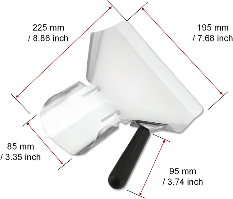 2-Pack Stainless Steel Popcorn Scoop Scooper - French Fry/Popcorn Quick-Fill Tool for Bagger Bags & Snack Machines (Desserts/Candy/Ice)