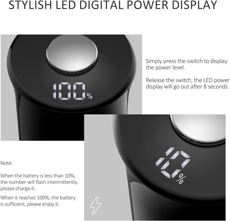 Electric Salt and Pepper Grinder Set with LED Power Display,Larger Capacity Salt and Pepper Shakers Set Rechargeable Electric with Flexible Coarsenes,LED Light,One Hand Operation for Kitchen
