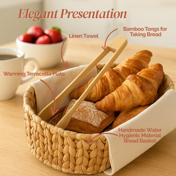 Bread Basket with Warmer & Tongs