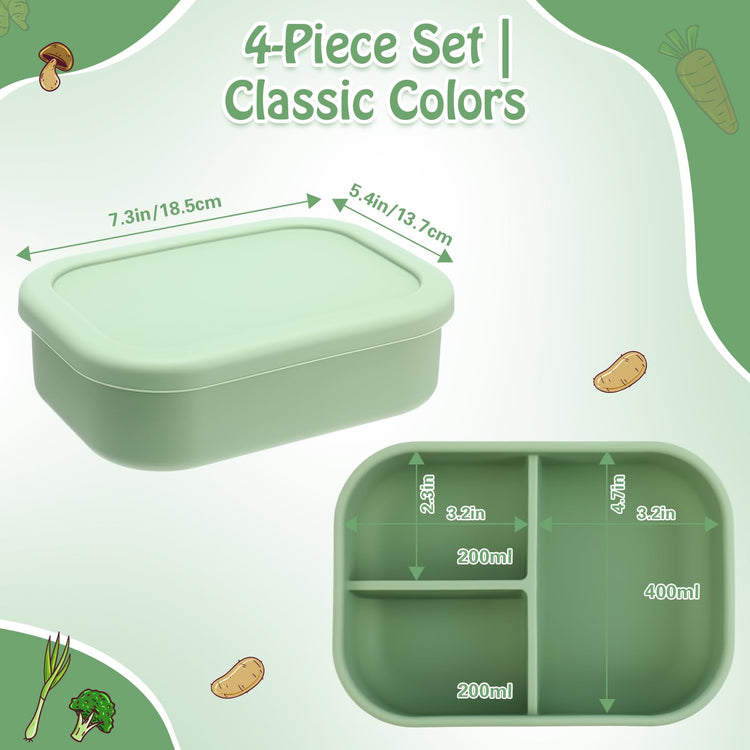 4 Pcs Silicone Bento Box (4 Count)
