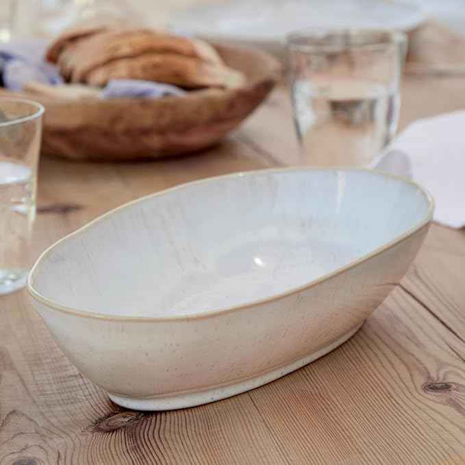 Casafina Ceramic 14.25" x 9" Oval Baker - Eivissa Collection, Sand Beige | Oven & Dishwasher Safe Bakeware | Food Safe Glazing | Restaurant Quality Dinnerware