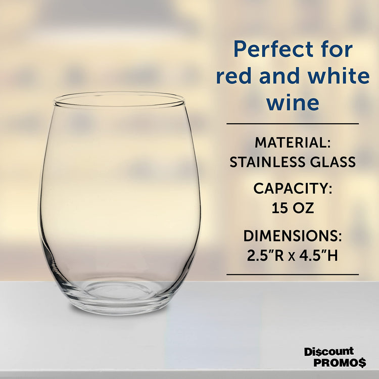 Stemless Wine Glasses by ARC Perfection 15 oz. Set of 10 (10 Count)