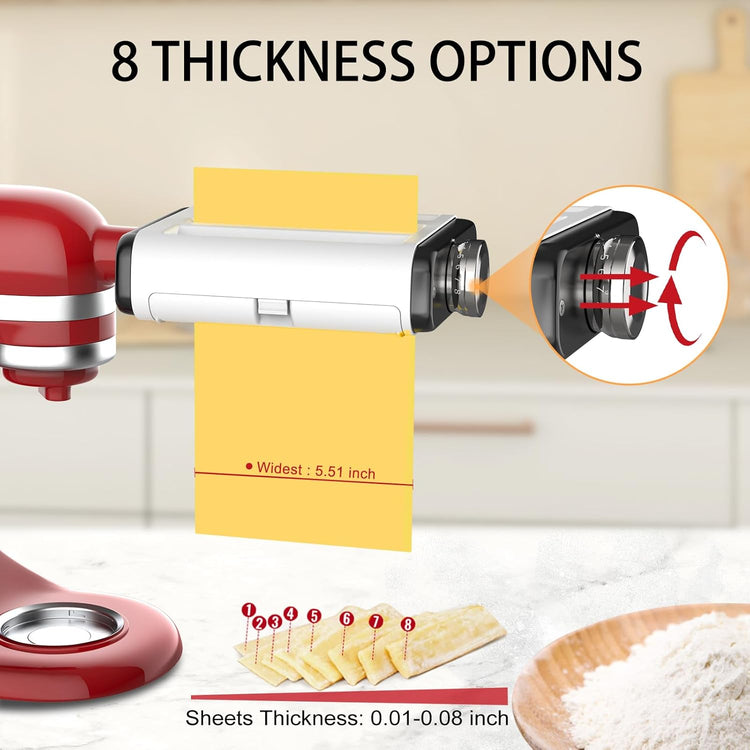 Pasta Maker Attachment for All Kitchenaid Mixers, Noodle Maker Kitchen Aid Mixer Accessories 3 In 1 Including Dough Roller Spaghetti Fettuccine Cutter - Homemade Fresh Pasta Easily!