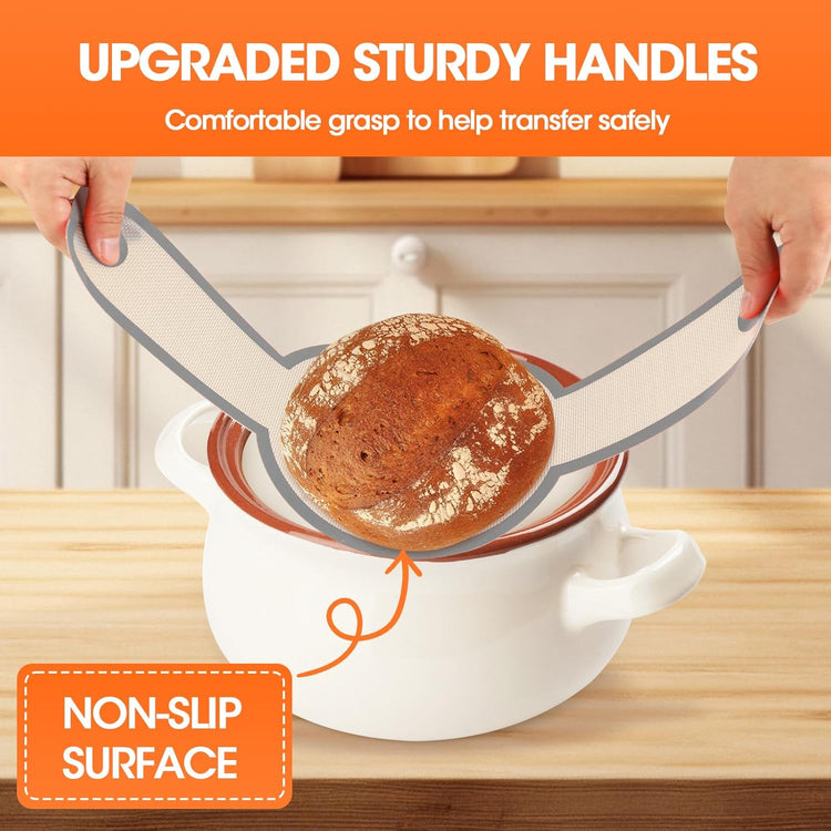 Silicone Bread Sling Dutch Oven,2 PCS Silicone Baking Mat Set,Non-Stick & Easy Clean Reusable Bread Mat With Extra Long Handles, Bread Baking Mat for Sourdough Transfer