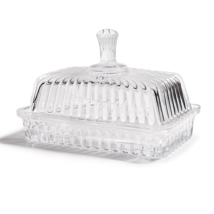 Modern Fancy Clear Glass Vintage Butter Dish with Lid for Countertop