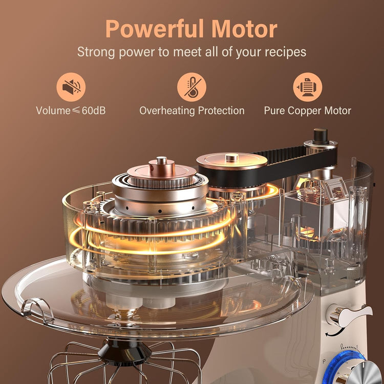 Stand Mixer,3-In-1 10-Speed 660W 5.5QT Tilt-Head Food Mixer, Electric Mixer with Bowl, Dough Hook, Whisk and Beater,Kitchen Mixer for Baking, Cake and Most Home Cooks, Beige