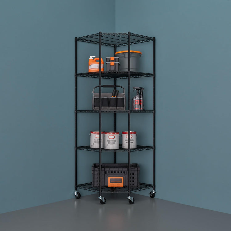 5 Tier Adjustable Wire Shelving with Wheels