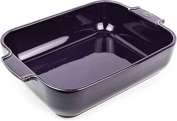 Peugeot - Appolia Rectangular Oven Dish - Ceramic Baker with Handles - Eggplant, 10 x 8 x 2.5 inches 32 cm 61029