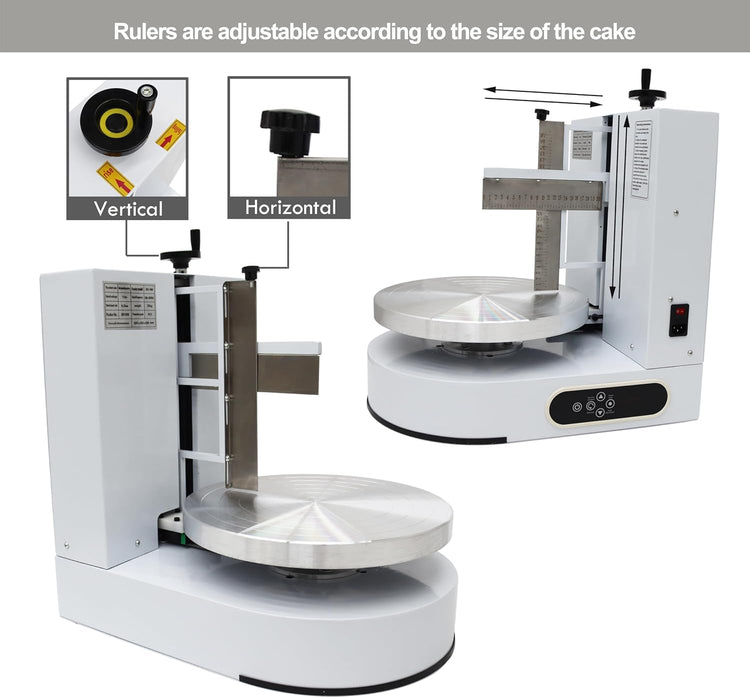 TECHTONGDA Cake Decorating Coating Machine Cream Spreading Automatic Frosting Turntable with Graduated Scraper 60-320RPM Rotating Speed for 4-12inch Cakes White