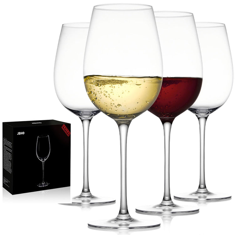 Hand Blown Italian Style Crystal White or Red Wine Glasses (4 Count)