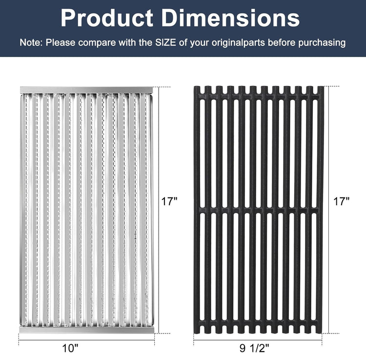Criditpid Grill Replacement Parts for Charbroil 463242716 463257520 463242715 463276016, Cooking Grates & Grill Emitter Plates Kit for 4 Burner Charbroil Commercial Grill.