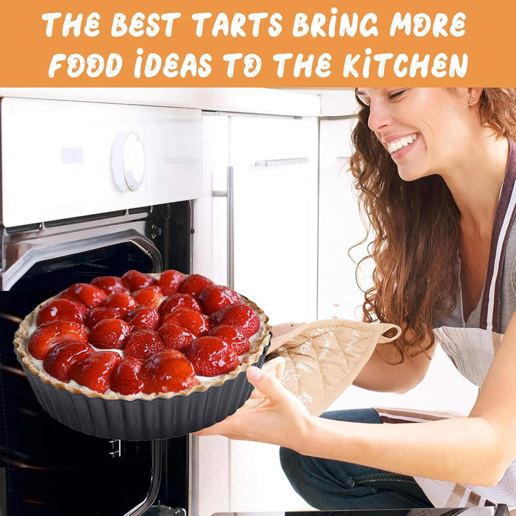 Deep Tart Pan, 9.5 x 2.2 Inches Non-Stick Tall Tart Pan Bottom Can Be Removed. Suitable for Making Various Pies, Tarts and Quiche. Easy to Clean is the Choice for Home Baking