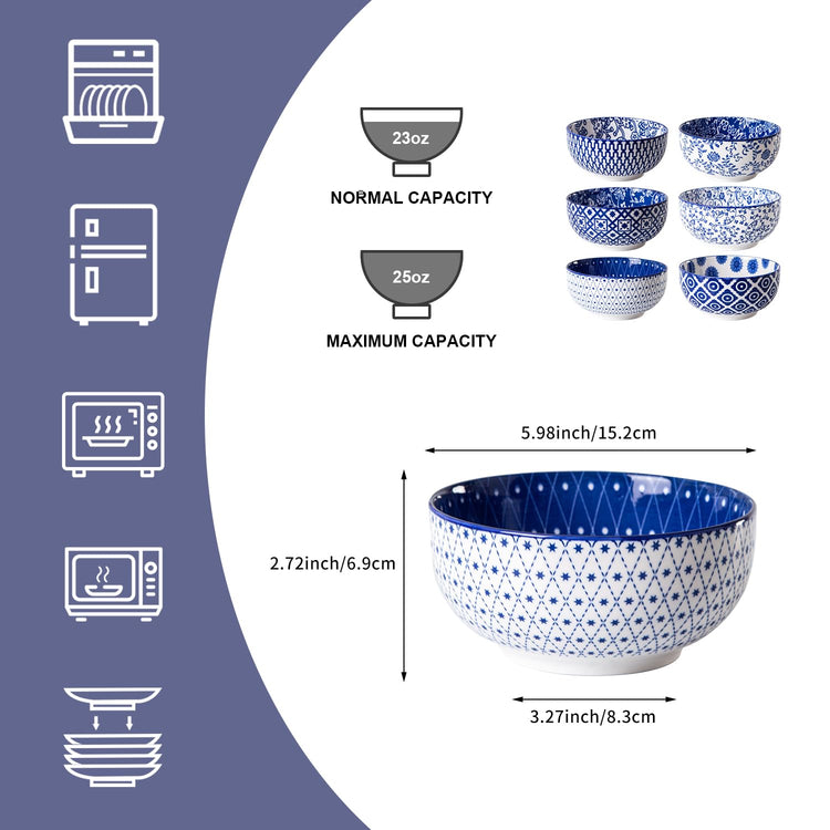 23 Oz Ceramic Soup Bowls Set of 6 (6 Count)