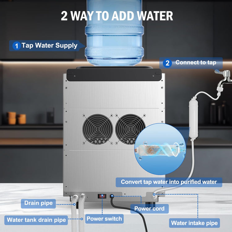 70 lbs Nugget Ice Maker Countertop Portable Dual Water Self