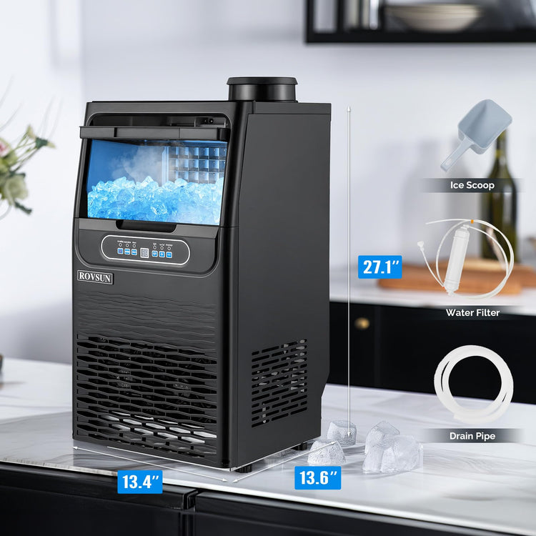 70LBS 24H Countertop Ice Maker with 2 Water Inlets & Appointment Function