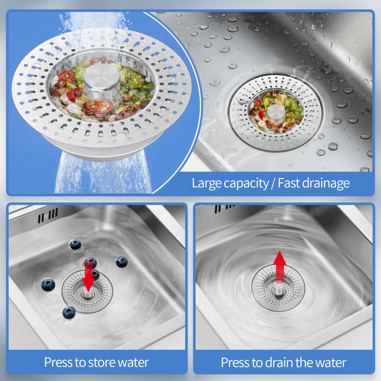 Upgraded 3 in 1 Kitchen Sink Drain Filter (2 Count)
