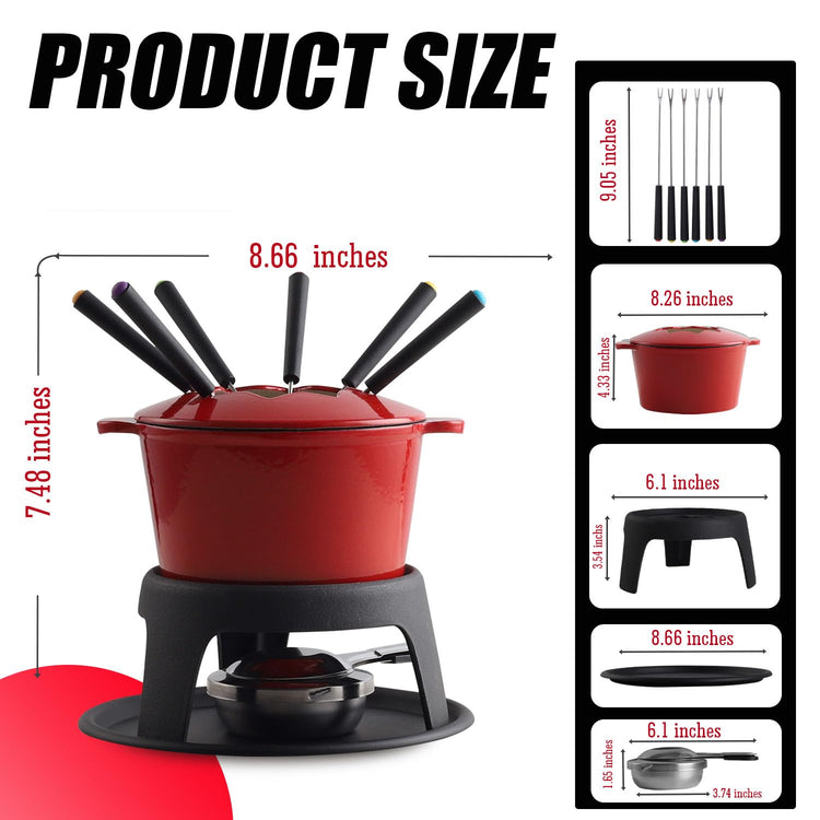 Cast Iron Cheese Fondue Pot for Chocolate Fondue Pot