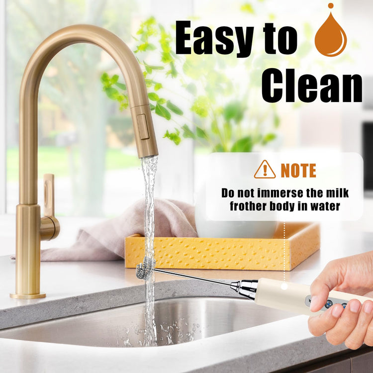 Beige Milk Frother Wand for Coffee