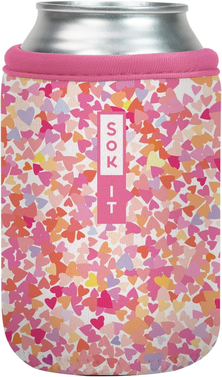Sok It CanSok Sleeve for Beer & Soda Insulated Neoprene Cover (Floral Hearts, 12oz Can Sleeve)