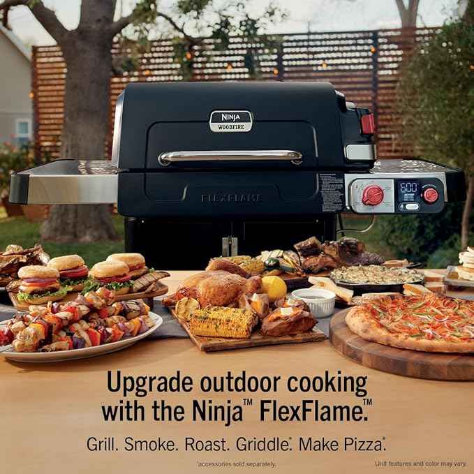 Ninja FlexFlame Grill and Smoker | Electric and Propane Grill, Roaster, BBQ Grill | 5-in-1 Cooking System | 3 Burner | Digital Control | Outdoor Cooking, Griddle, Pizza Maker | Black | PG301BK
