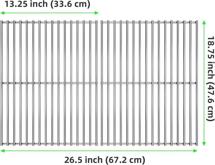 18.75" Grill Grates Replacement Parts for Weber Genesis II 300 and Genesis II LX 300 Series Gas Grills, Genesis II E&S 310 315 320 325 340, 66095, 304 Stainless Steel Cooking BBQ Grids
