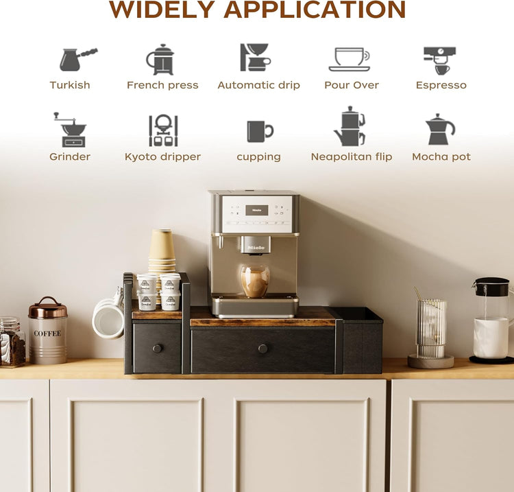 Homeiju Coffee Pod Drawers - K Cup Organizer, Nespresso Pods Holder with Mug Rack, Coffee Holder for Countertop, 52 Capacity Pods, Suitable for Kitchens, Offices and Coffee Bars(Patent Pending)