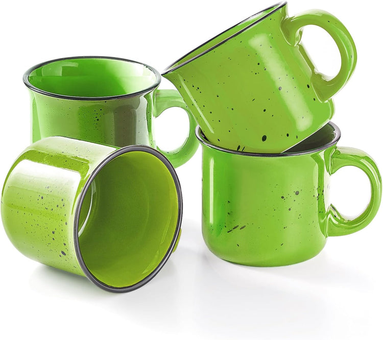 bestone Coffee Mugs Set of 4,16 oz Large Coffee Mugs, Ceramic Mugs with Handles,Salad,Noodles etc Coffee Mugs, Cups for Coffee Cereal Latte ,Microwave & Dishwasher safe,Green
