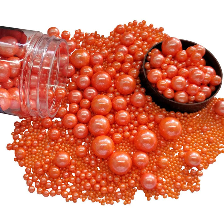 Edible Orange Sugar Pearls Candy Sprinkles 120G (4.23 Ounce)